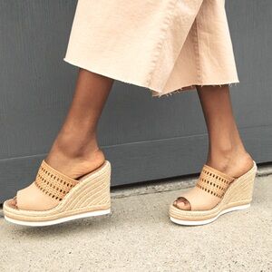 🆕 TOMS Monica Wedge platform sandals tan neutral woven espadrilles | Sz 8